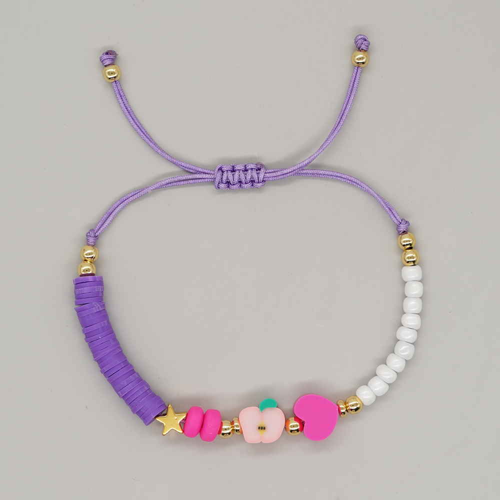 Cute Simple Style Fruit Heart Shape Beads Glass Soft Clay Wholesale Bracelets display picture 3