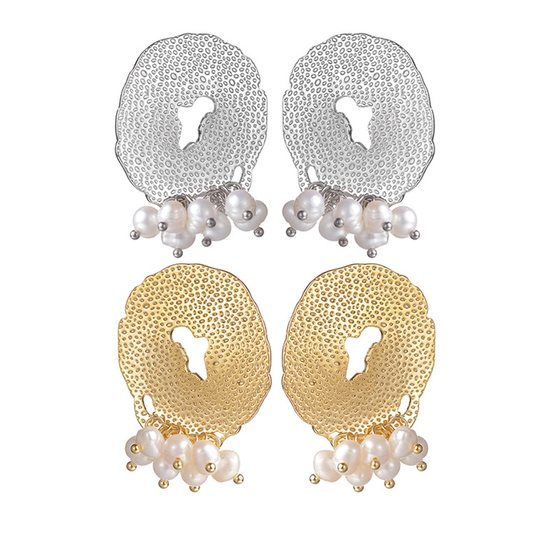 1 Pair Elegant Fashion Geometric Pearl Plating 304 Stainless Steel Real Pearl 18K Gold Plated Ear Studs display picture 4