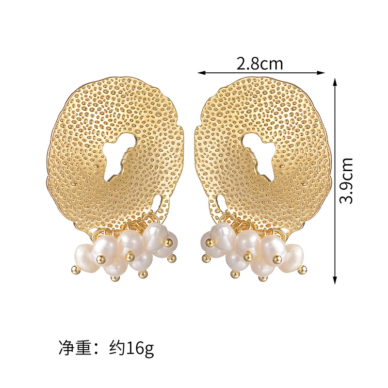 1 Paire Élégant Mode Géométrique Perle Placage Acier Inoxydable 304 Véritable Perle Plaqué Or 18K Boucles D'Oreilles display picture 5