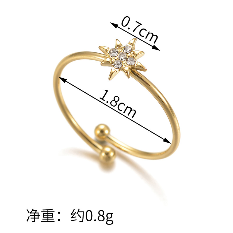 304 Stainless Steel Steel Ball 201 Stainless Steel 18K Gold Plated Elegant Simple Style Commute Plating Metal Inlay Solid Color Glass Rhinestone Open Ring display picture 5