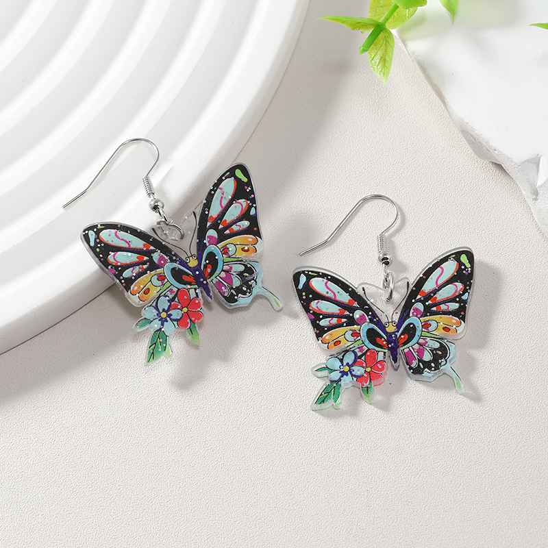 1 Pair Cute Butterfly Arylic Alloy Drop Earrings display picture 2