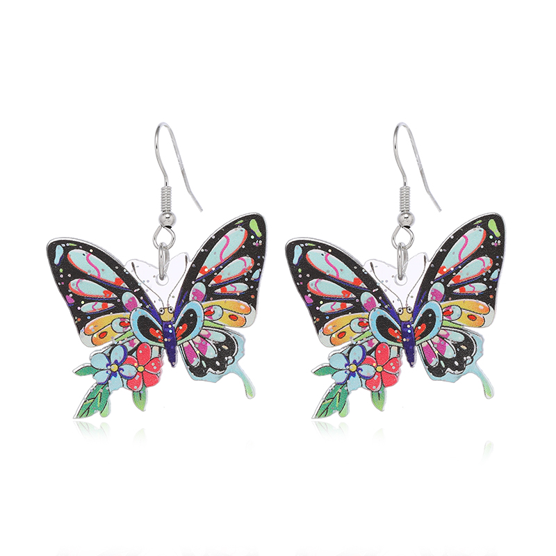 1 Pair Cute Butterfly Arylic Alloy Drop Earrings display picture 4