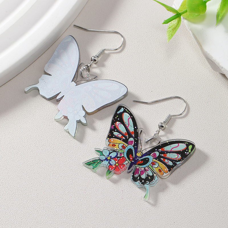 1 Pair Cute Butterfly Arylic Alloy Drop Earrings display picture 3