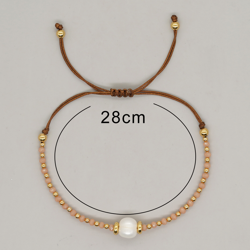 Casual Simple Style Round Artificial Crystal Freshwater Pearl Beaded Drawstring Braid Bracelets display picture 7
