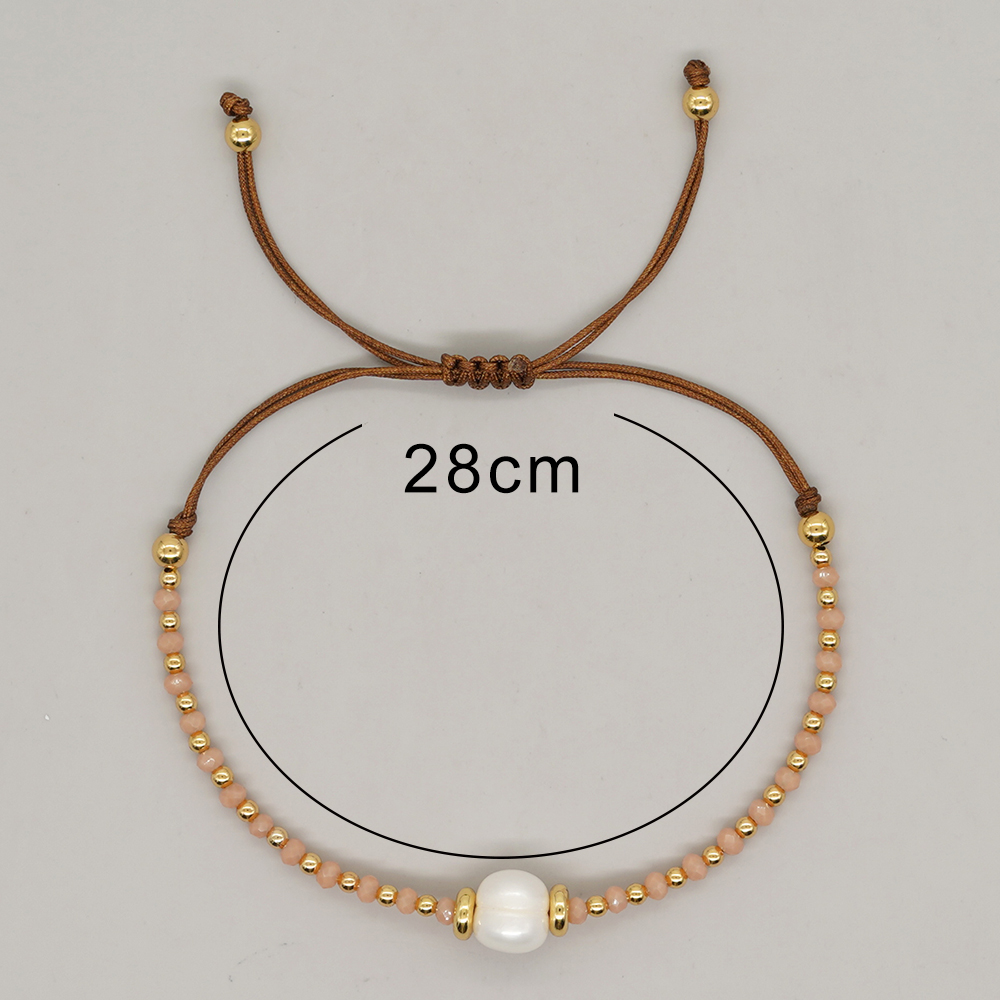 Décontractée Style Simple Rond Cristal Artificiel Perle D'eau Douce Perlé Cordon Tresser Bracelets display picture 7