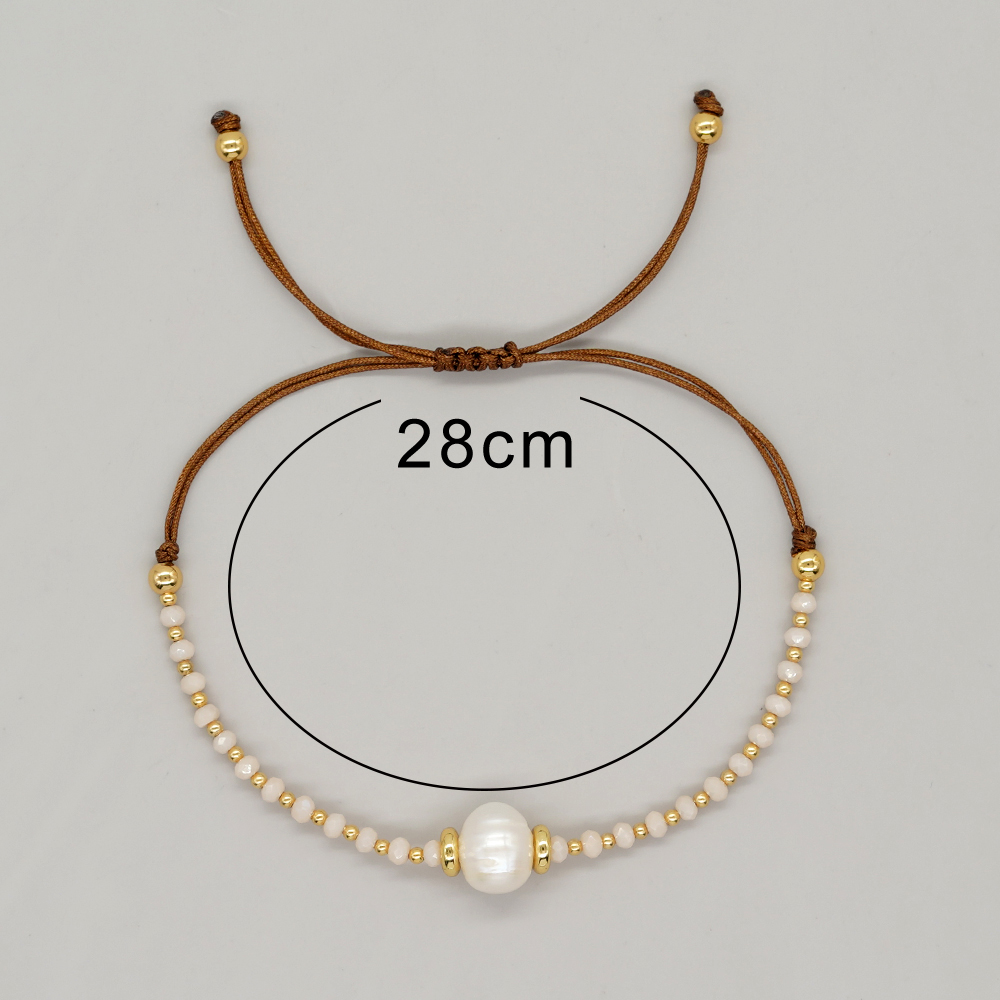 Décontractée Style Simple Rond Cristal Artificiel Perle D'eau Douce Perlé Cordon Tresser Bracelets display picture 19