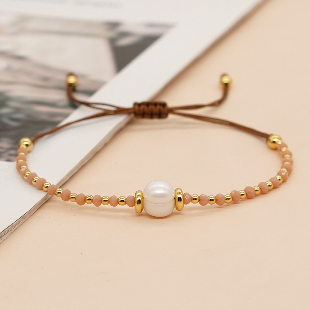 Casual Simple Style Round Artificial Crystal Freshwater Pearl Beaded Drawstring Braid Bracelets display picture 15