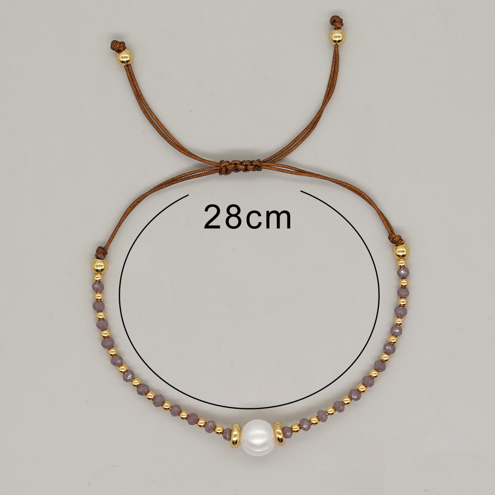 Décontractée Style Simple Rond Cristal Artificiel Perle D'eau Douce Perlé Cordon Tresser Bracelets display picture 22