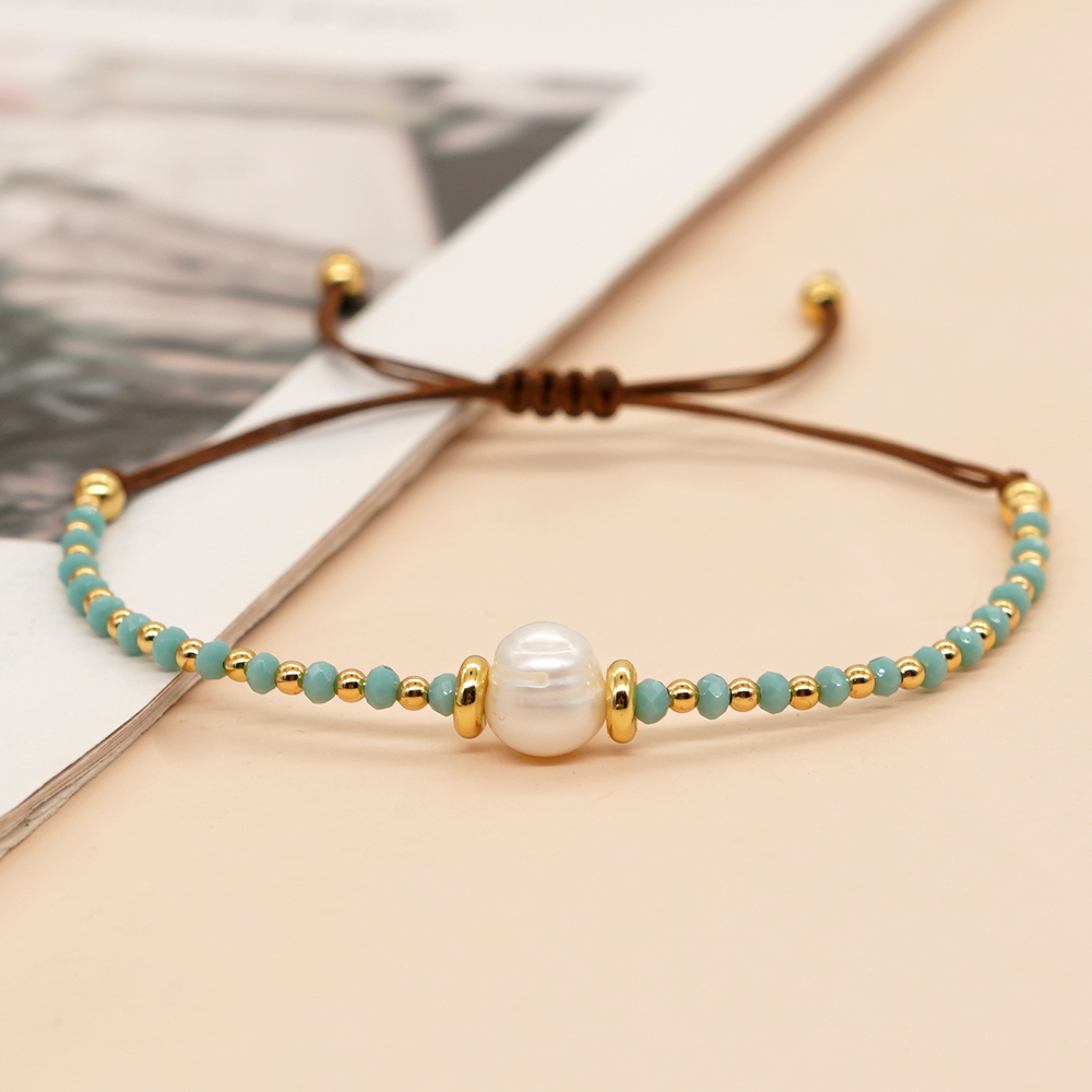 Casual Simple Style Round Artificial Crystal Freshwater Pearl Beaded Drawstring Braid Bracelets display picture 34