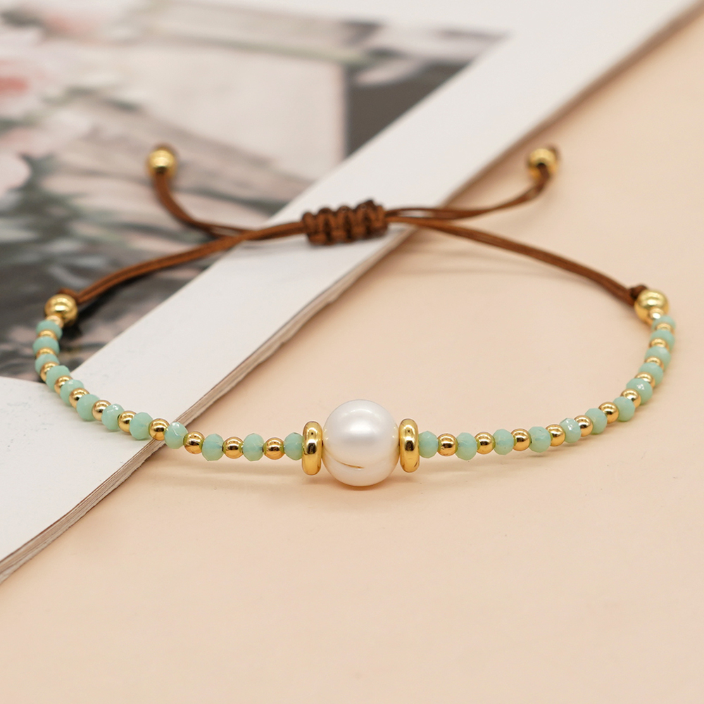 Casual Simple Style Round Artificial Crystal Freshwater Pearl Beaded Drawstring Braid Bracelets display picture 26