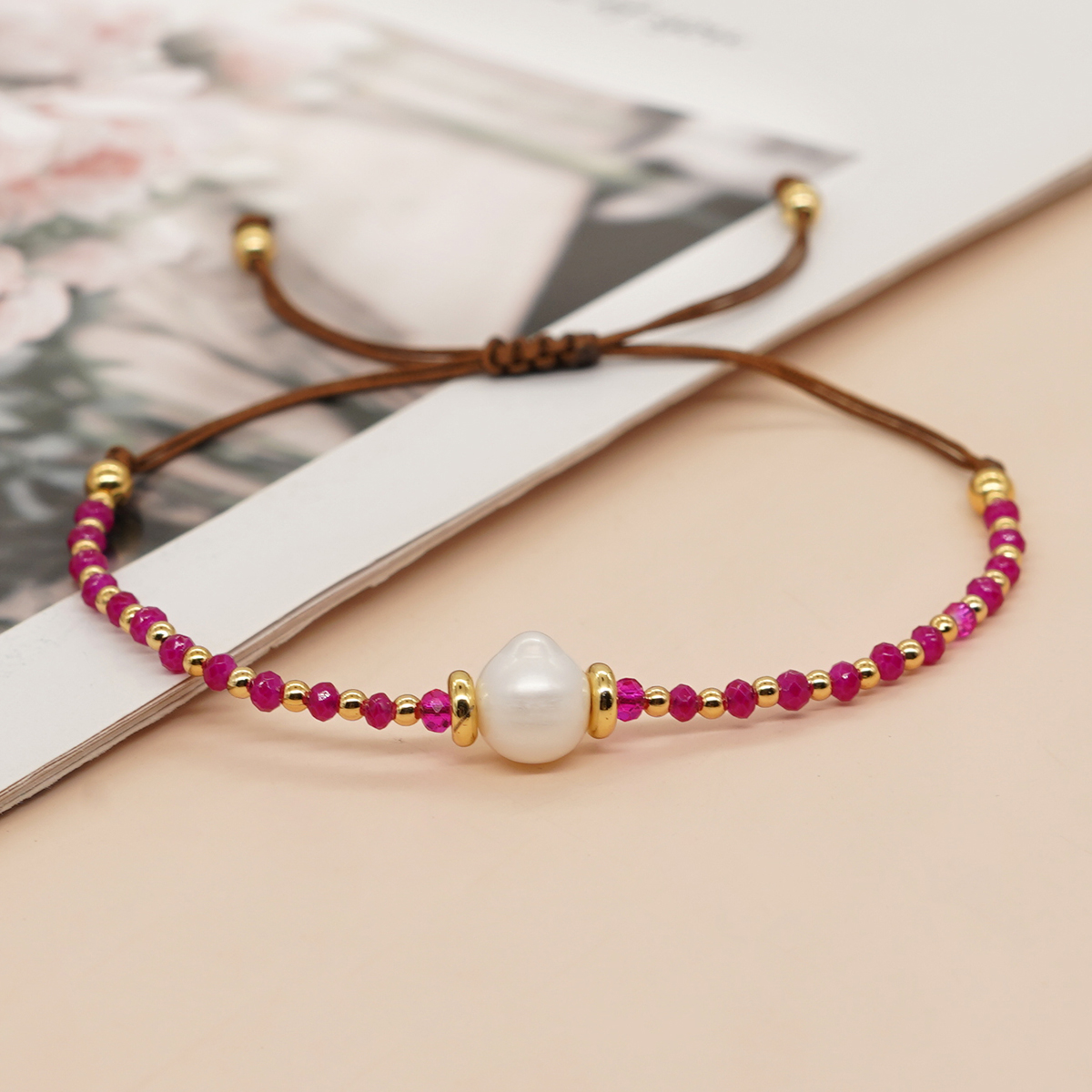Casual Simple Style Round Artificial Crystal Freshwater Pearl Beaded Drawstring Braid Bracelets display picture 28