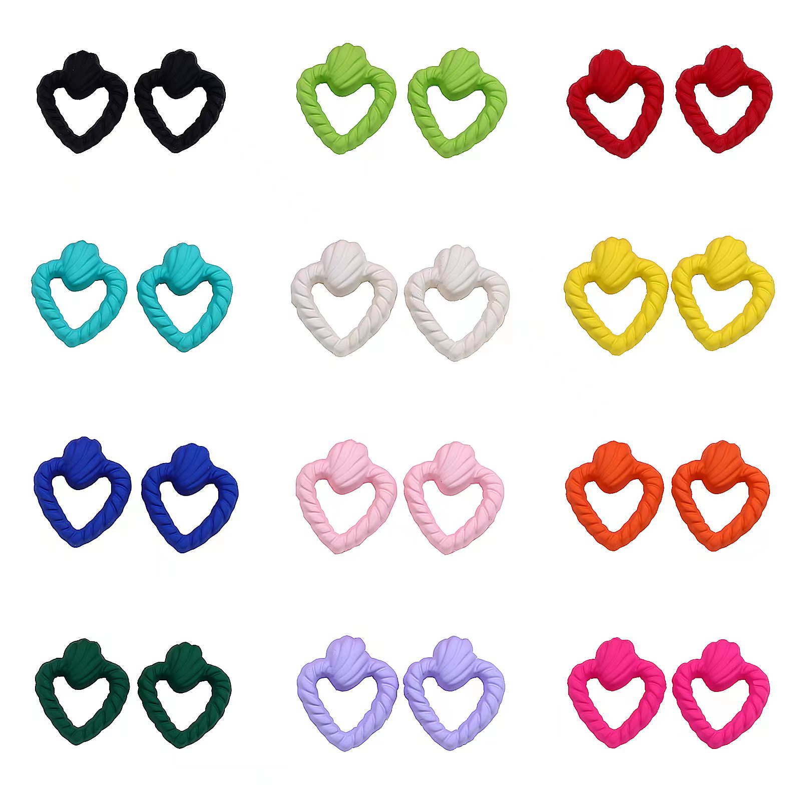 1 Pair Ig Style Modern Style Stripe Heart Shape Hollow Out Arylic Ear Studs display picture 1