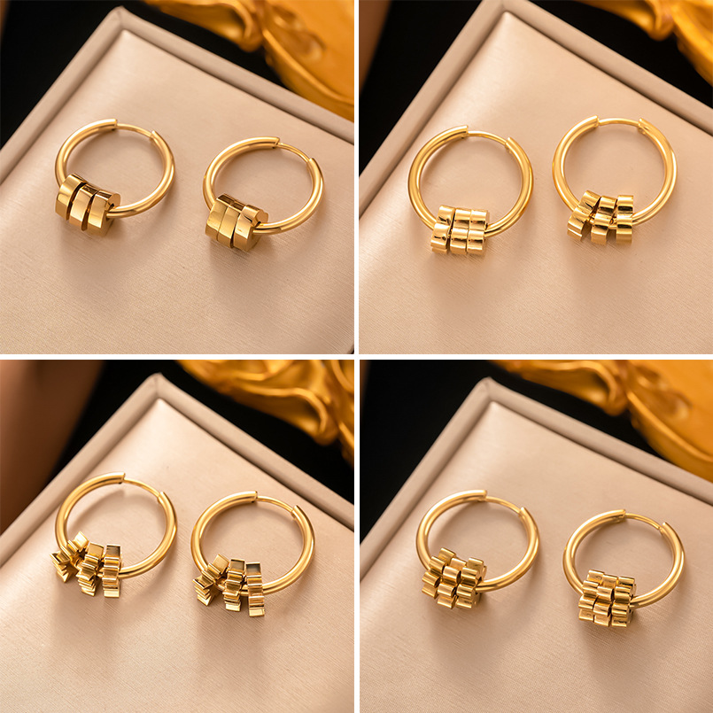 1 Pair Simple Style Geometric Plating 304 Stainless Steel 18K Gold Plated Earrings display picture 1