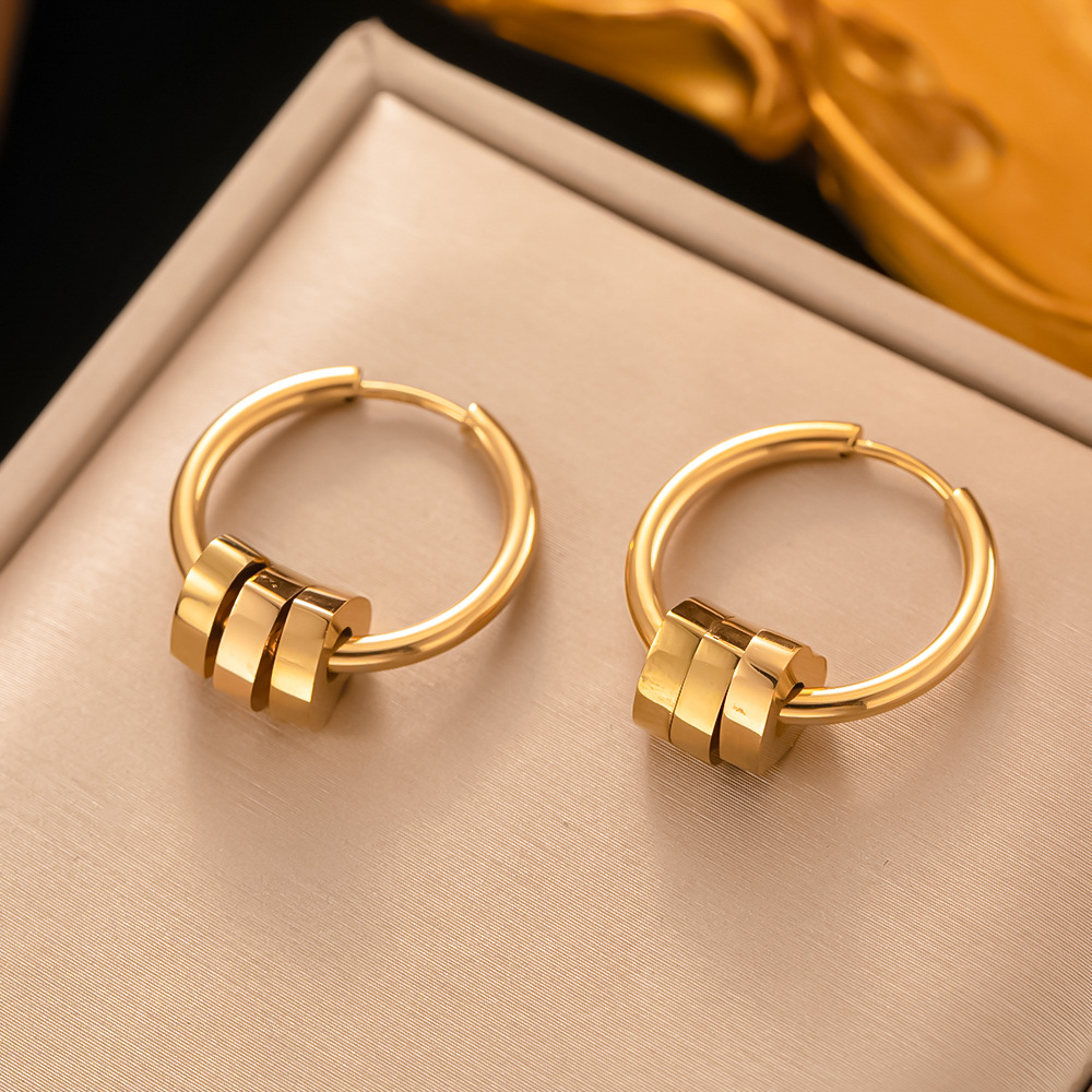 1 Pair Simple Style Geometric Plating 304 Stainless Steel 18K Gold Plated Earrings display picture 2