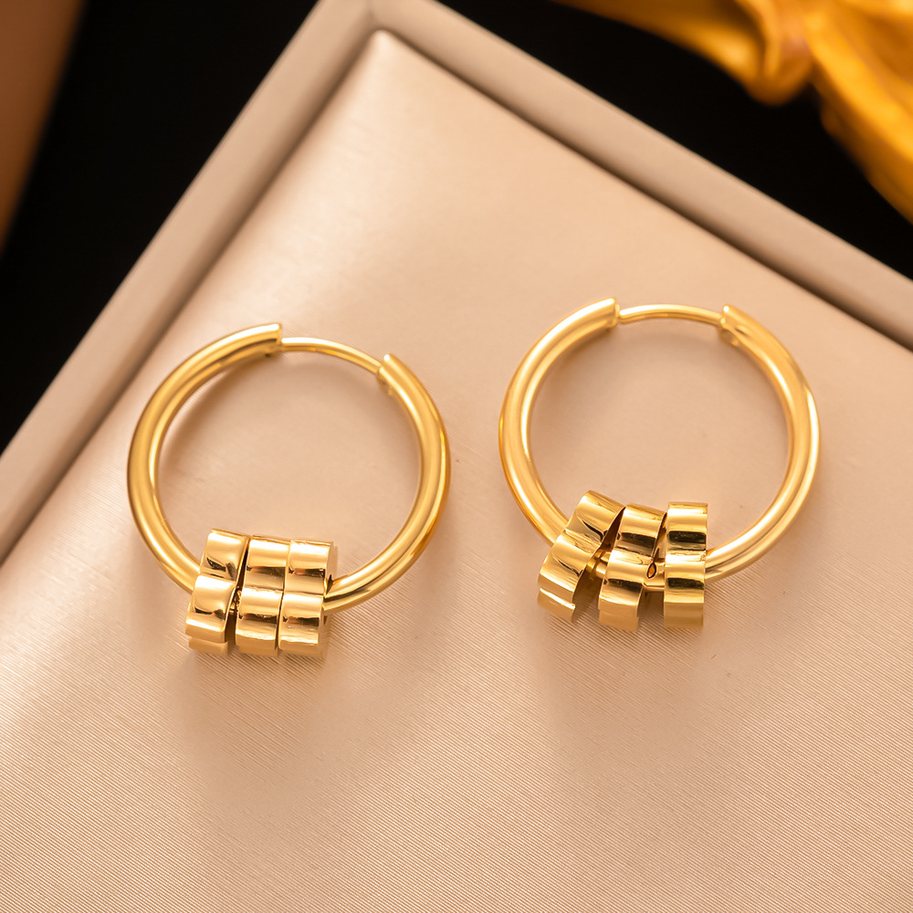 1 Pair Simple Style Geometric Plating 304 Stainless Steel 18K Gold Plated Earrings display picture 3