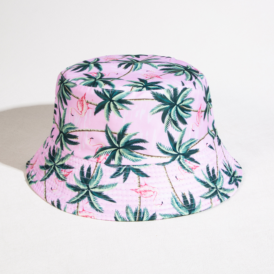 Unisex Casual Classic Style Streetwear Coconut Tree Flamingo Wide Eaves Bucket Hat display picture 3