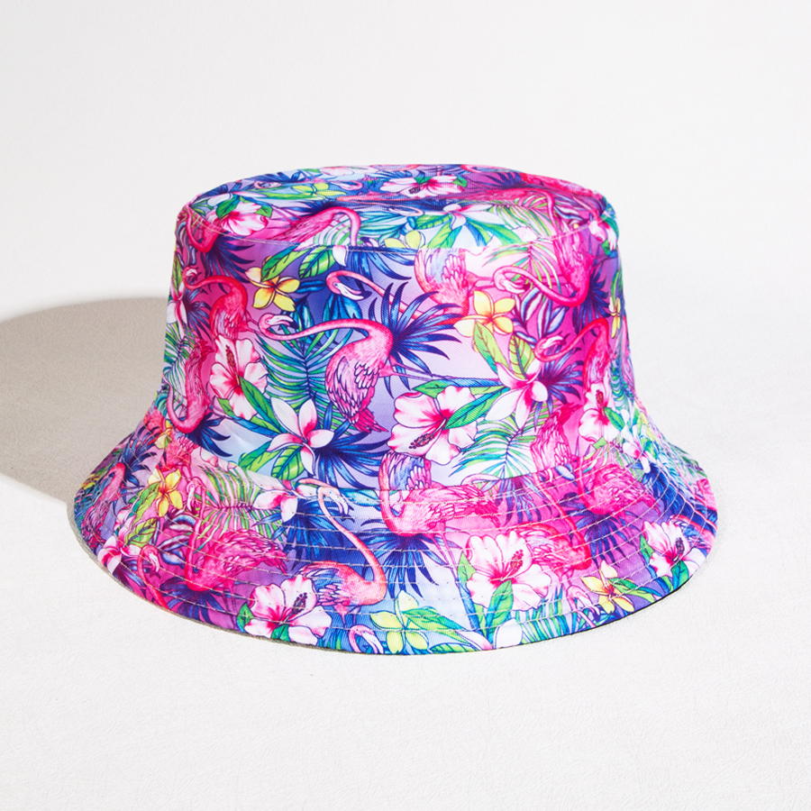 Unisex Casual Classic Style Streetwear Coconut Tree Flamingo Wide Eaves Bucket Hat display picture 2