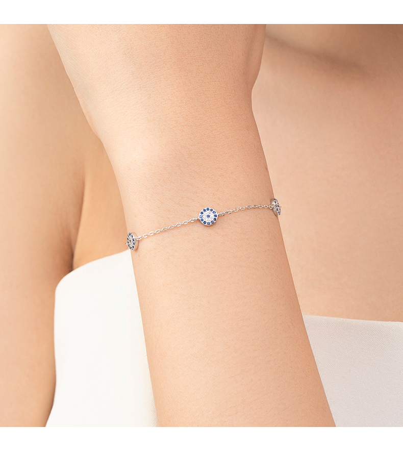 Ig Style Simple Style Devil's Eye Sterling Silver Plating Inlay Zircon Rhodium Plated Bracelets display picture 3