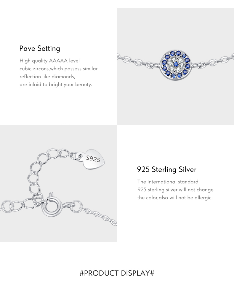 Ig Style Simple Style Devil's Eye Sterling Silver Plating Inlay Zircon Rhodium Plated Bracelets display picture 5
