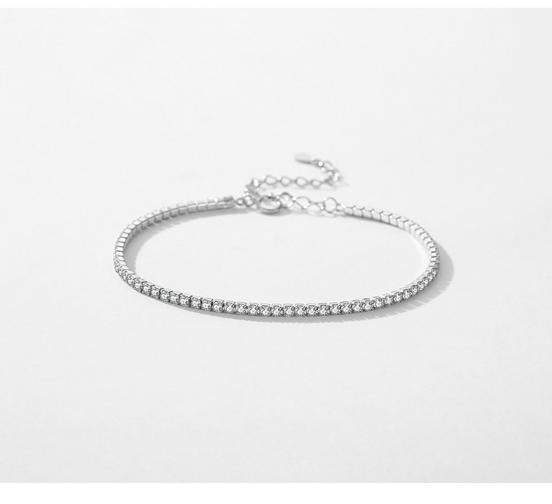 Ig Style Luxurious Wedding Round Sterling Silver Plating Inlay Zircon Rhodium Plated Tennis Bracelet display picture 6