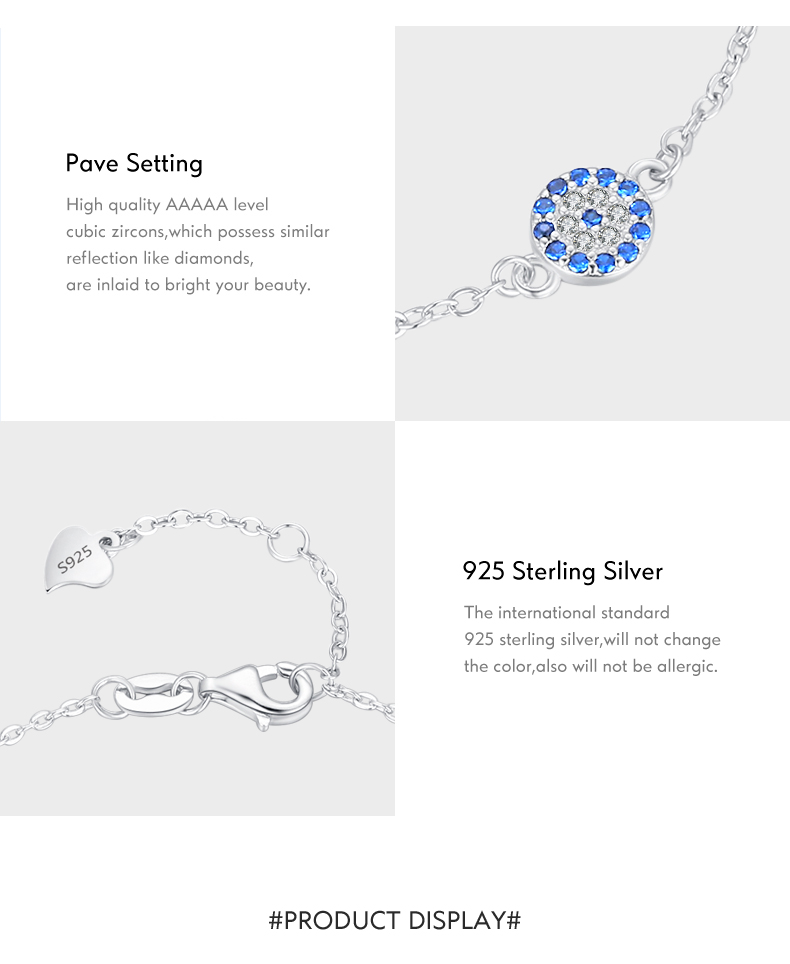 Ig Style Cute Devil's Eye Sterling Silver Plating Inlay Zircon Rhodium Plated Bracelets display picture 5