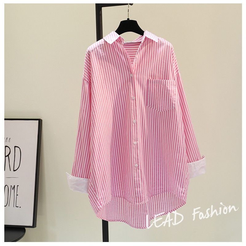 Women's Blouse Long Sleeve Blouses Pocket Washed Casual Simple Style Stripe display picture 2