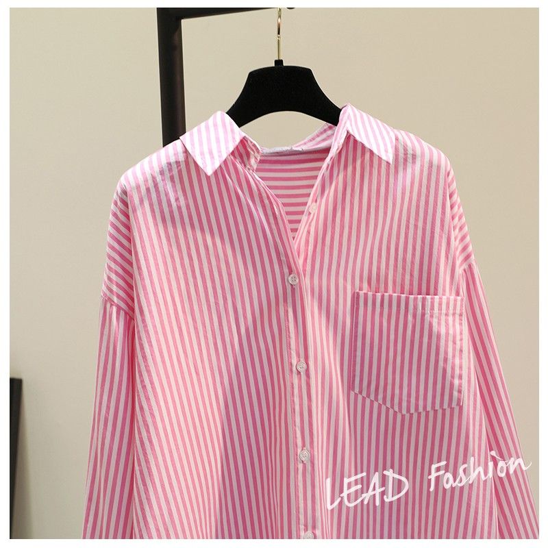 Women's Blouse Long Sleeve Blouses Pocket Washed Casual Simple Style Stripe display picture 5