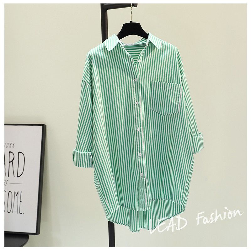 Women's Blouse Long Sleeve Blouses Pocket Washed Casual Simple Style Stripe display picture 8