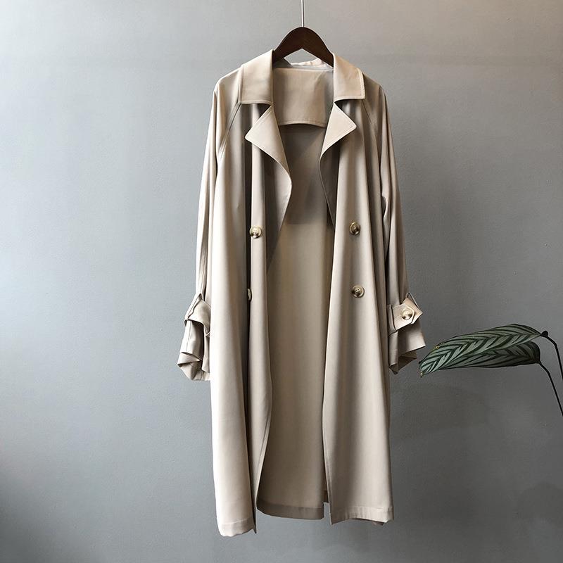 Women's British Style Solid Color Washed Button Double Breasted Coat Trench Coat display picture 1