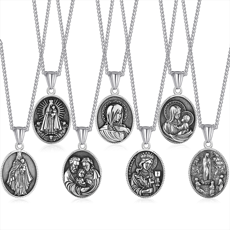 Retro Virgin Mary Stainless Steel Unisex Pendant Necklace display picture 1