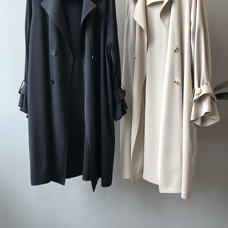 Women's British Style Solid Color Washed Button Double Breasted Coat Trench Coat display picture 7