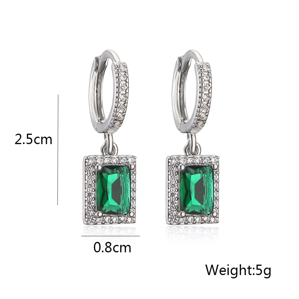 1 Pair Simple Style Commute Square Plating Inlay Copper Zircon 18k Gold Plated Drop Earrings display picture 1