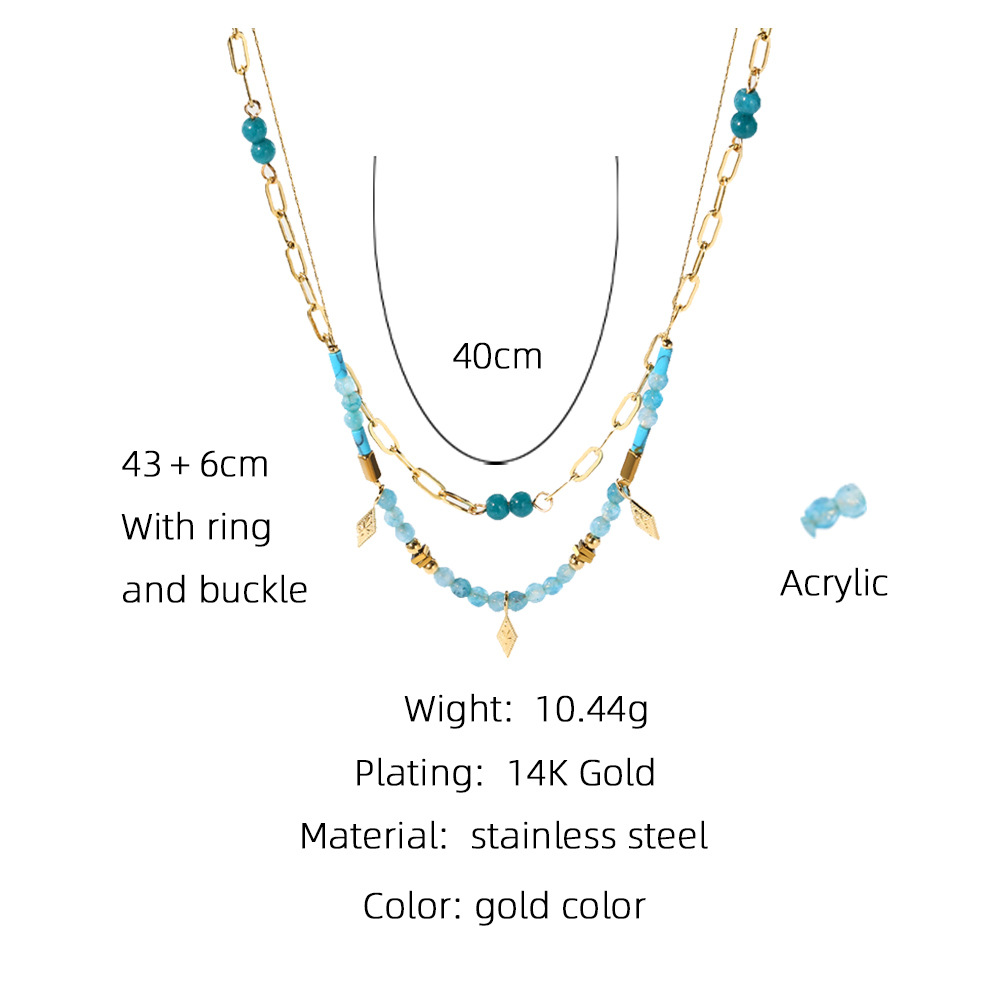 Ig Style Original Design Geometric Stainless Steel 14k Gold Plated Necklace In Bulk display picture 5