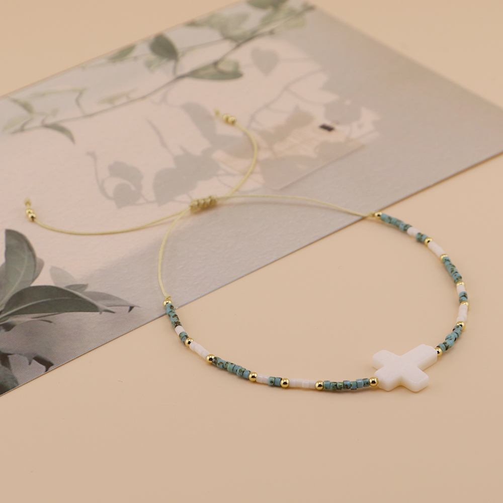 Einfacher Stil Klassischer Stil Kreuzen Glas Perlen Flechten Frau Männer Kordelzug Armbänder display picture 2