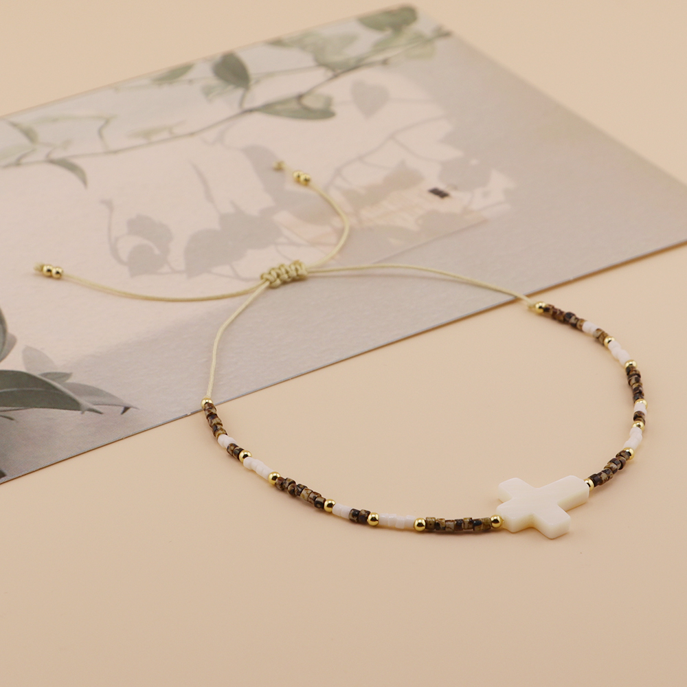 Einfacher Stil Klassischer Stil Kreuzen Glas Perlen Flechten Frau Männer Kordelzug Armbänder display picture 7