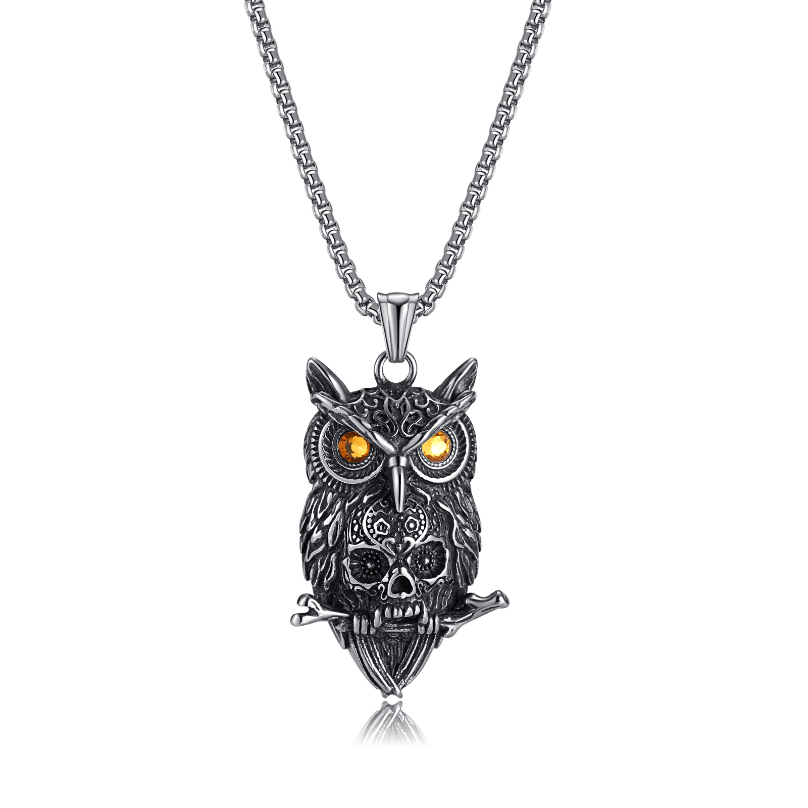 Hip-Hop Retro Owl 304 Stainless Steel Women's Pendant Necklace display picture 12
