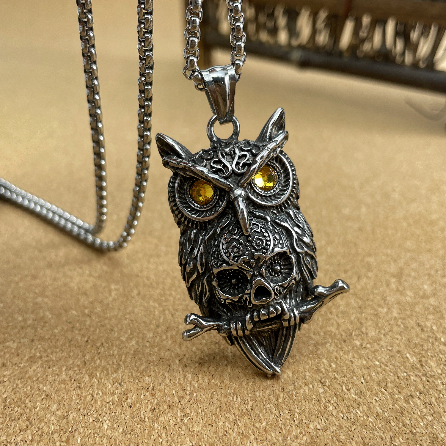 Hip-Hop Retro Owl 304 Stainless Steel Women's Pendant Necklace display picture 10