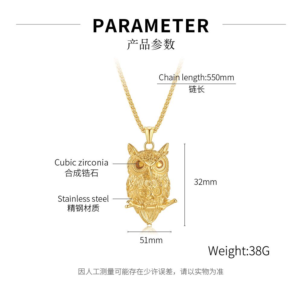 Hip-Hop Retro Owl 304 Stainless Steel Women's Pendant Necklace display picture 11