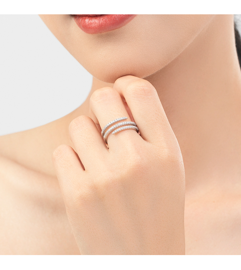 Ig Style Elegant Simple Style Lines Sterling Silver Plating Inlay Zircon Rhodium Plated Rings display picture 3