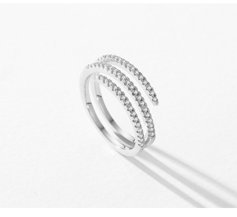 Ig-stil Elegant Einfacher Stil Linien Sterling Silber Überzug Inlay Zirkon Überzogen Mit Rhodium Ringe display picture 6