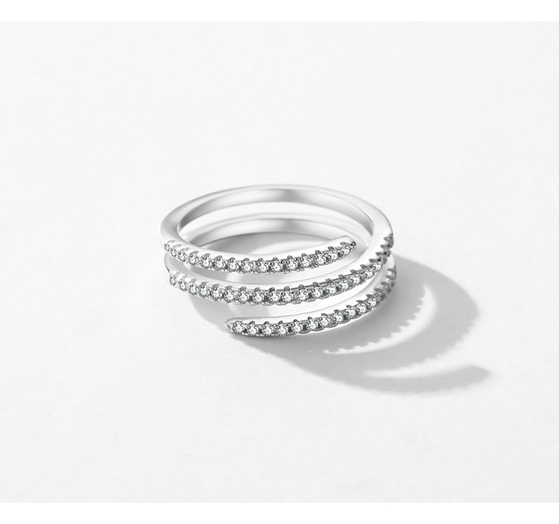 Ig Style Elegant Simple Style Lines Sterling Silver Plating Inlay Zircon Rhodium Plated Rings display picture 7