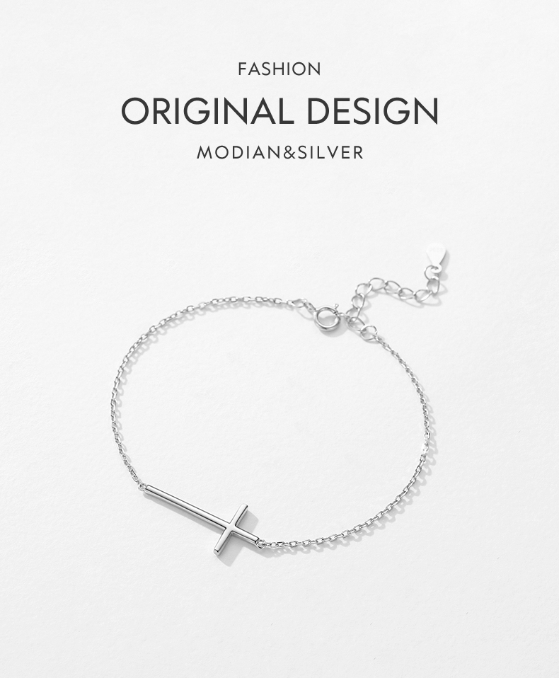 Simple Style Classic Style Cross Sterling Silver Plating Rhodium Plated Bracelets display picture 1