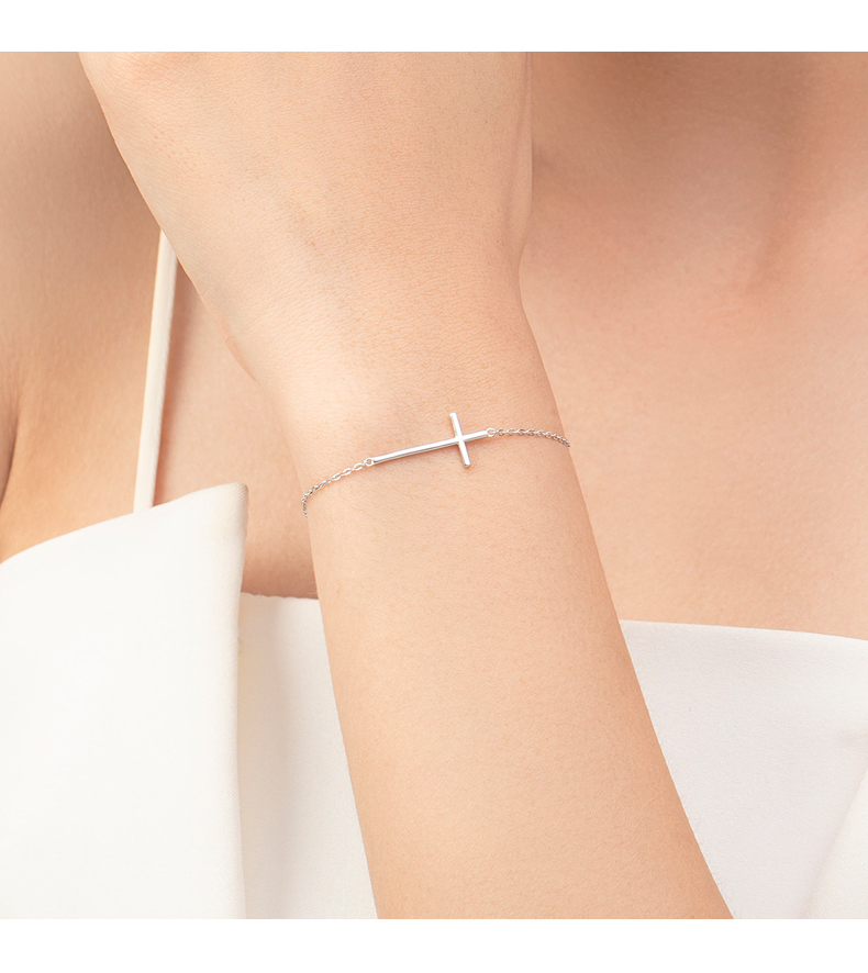 Simple Style Classic Style Cross Sterling Silver Plating Rhodium Plated Bracelets display picture 3
