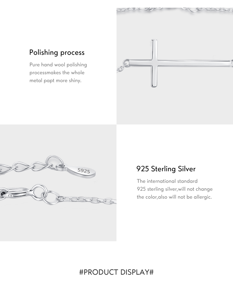 Simple Style Classic Style Cross Sterling Silver Plating Rhodium Plated Bracelets display picture 5
