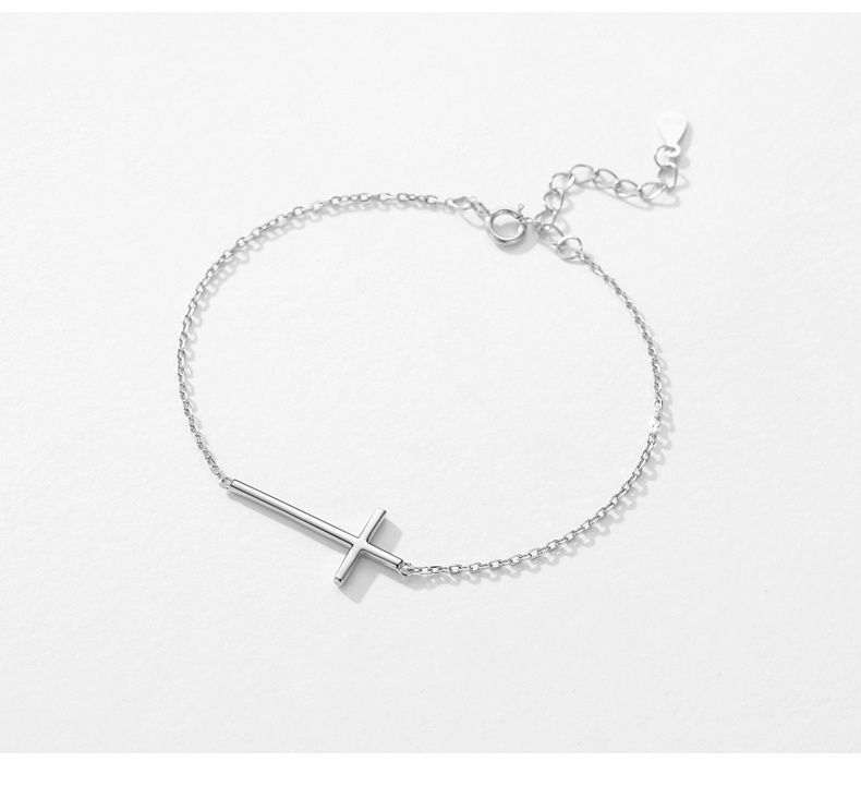 Simple Style Classic Style Cross Sterling Silver Plating Rhodium Plated Bracelets display picture 6