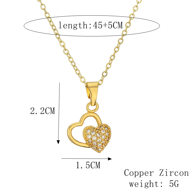 Streetwear Letter Heart Shape Copper Plating Inlay Zircon Gold Plated Pendant Necklace display picture 2