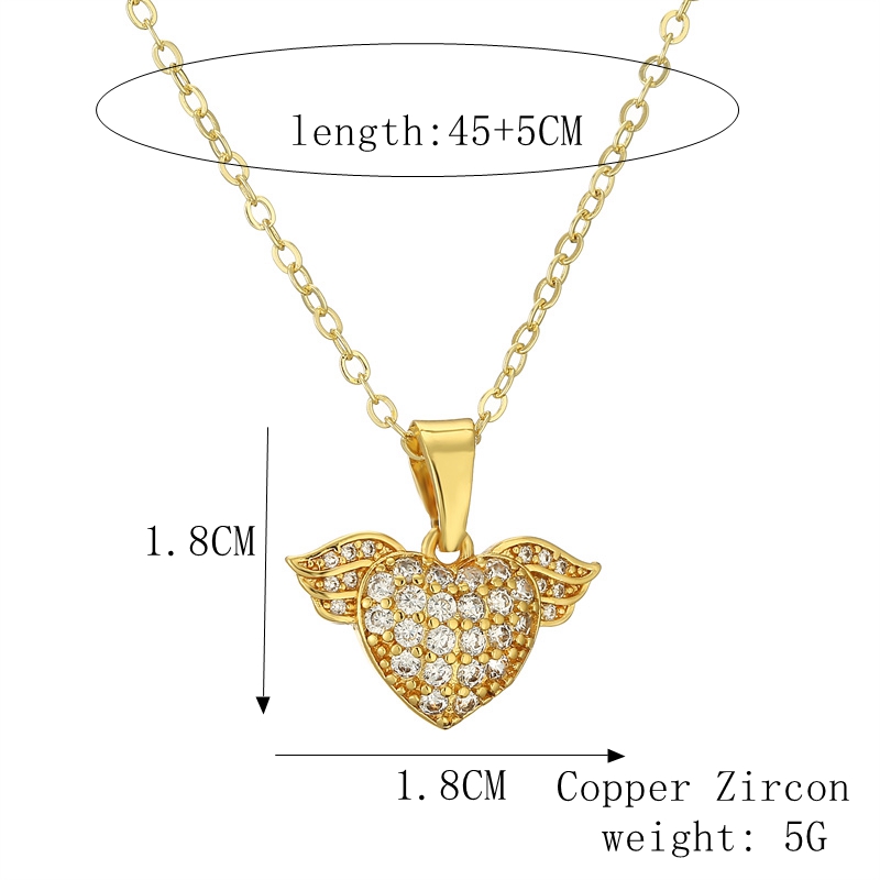 Streetwear Letter Heart Shape Copper Plating Inlay Zircon Gold Plated Pendant Necklace display picture 1
