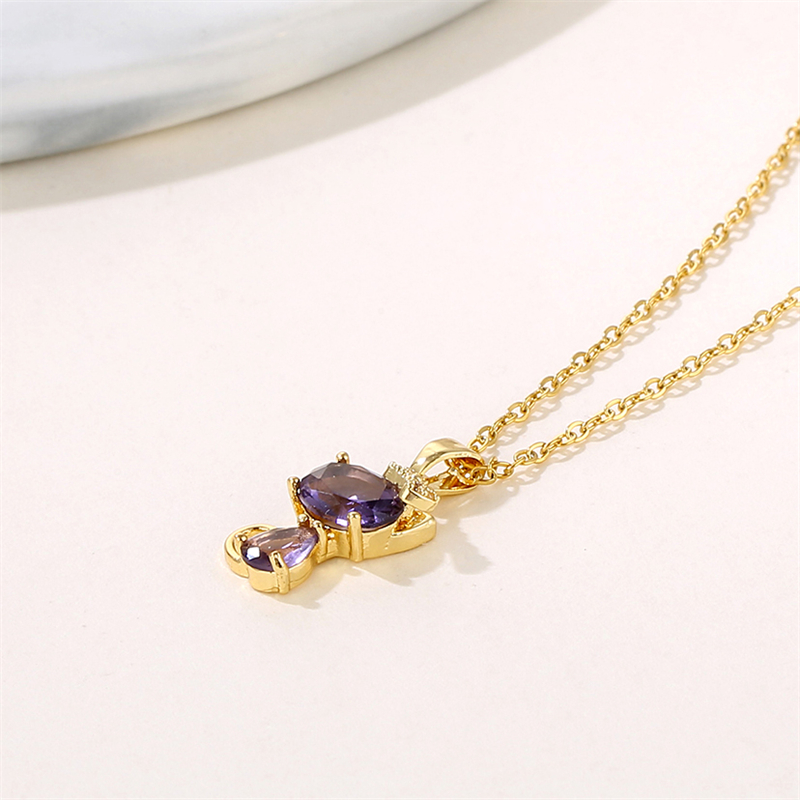 Stainless Steel 18K Gold Plated Sweet Plating Inlay Cat Artificial Diamond Pendant Necklace display picture 1