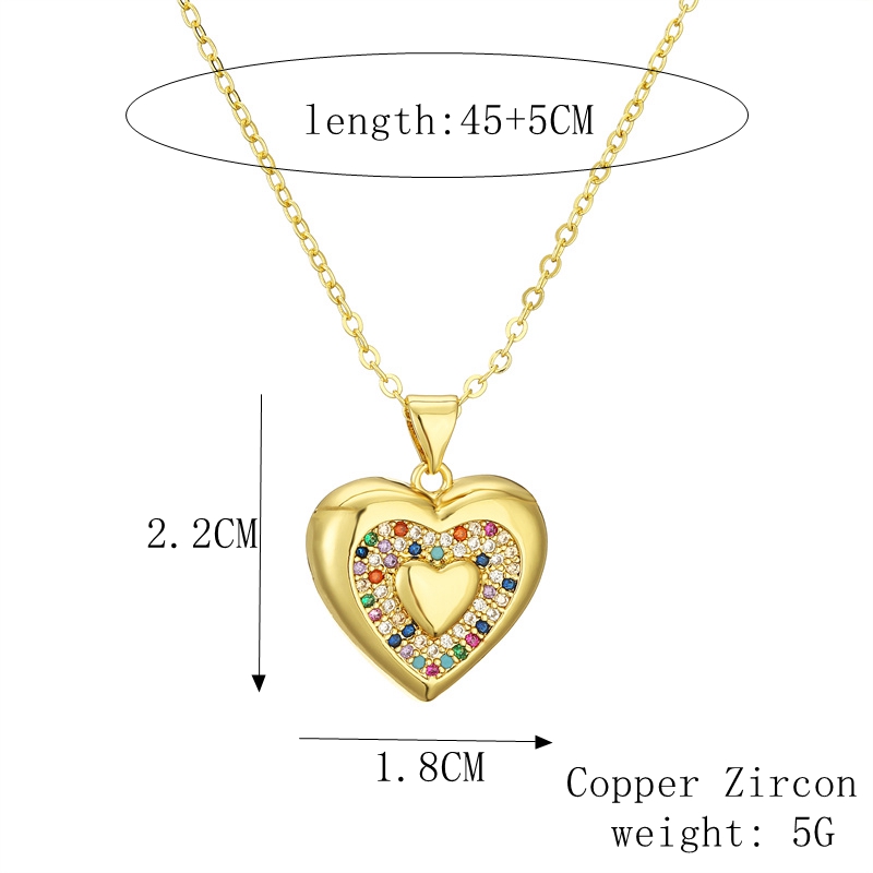 Streetwear Heart Shape Copper Plating Inlay Zircon Gold Plated Pendant Necklace display picture 2