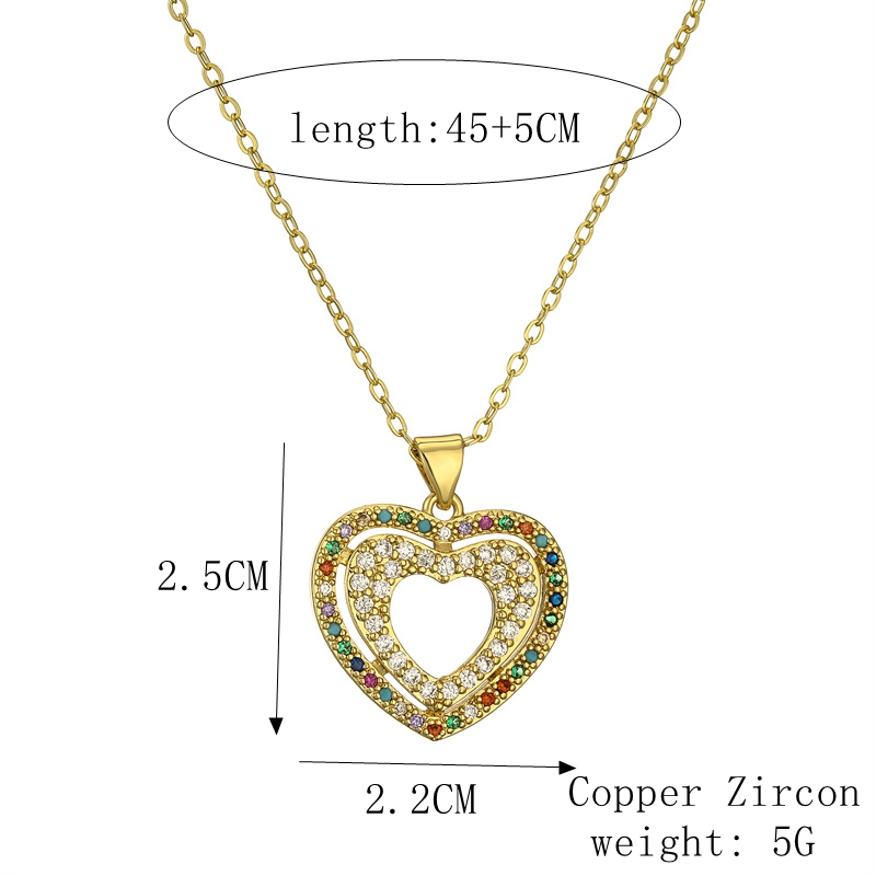 Streetwear Heart Shape Copper Plating Inlay Zircon Gold Plated Pendant Necklace display picture 4